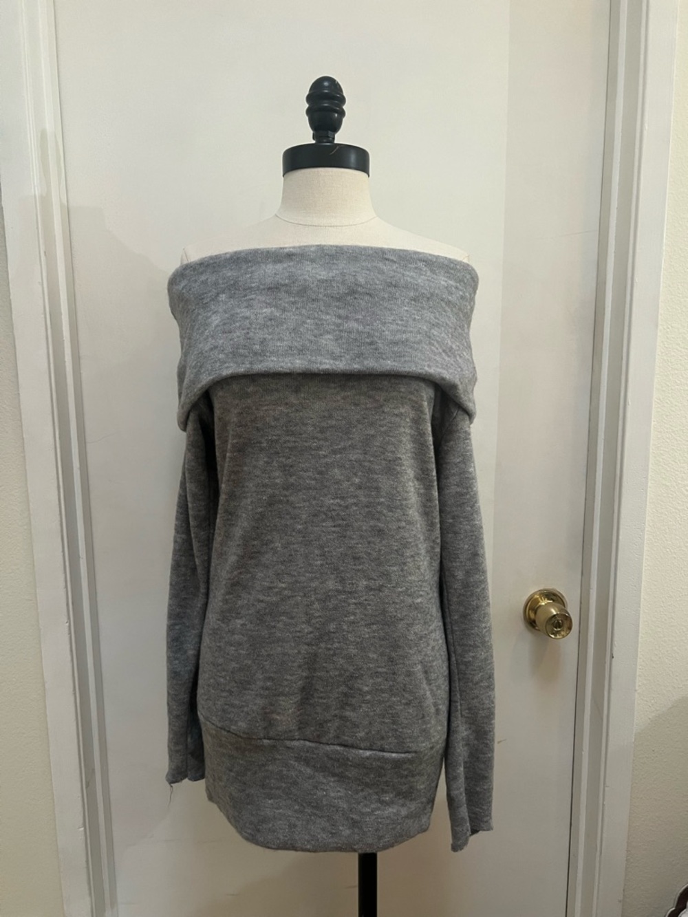 Off-Shoulder Gray Women's Sweater